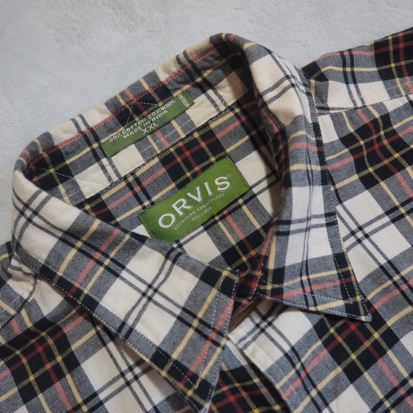 Orvis Shirt Mens Sz XXL Plaid Wool Blend Twill Workwear Outdoor Button Up - Picture 2 of 10